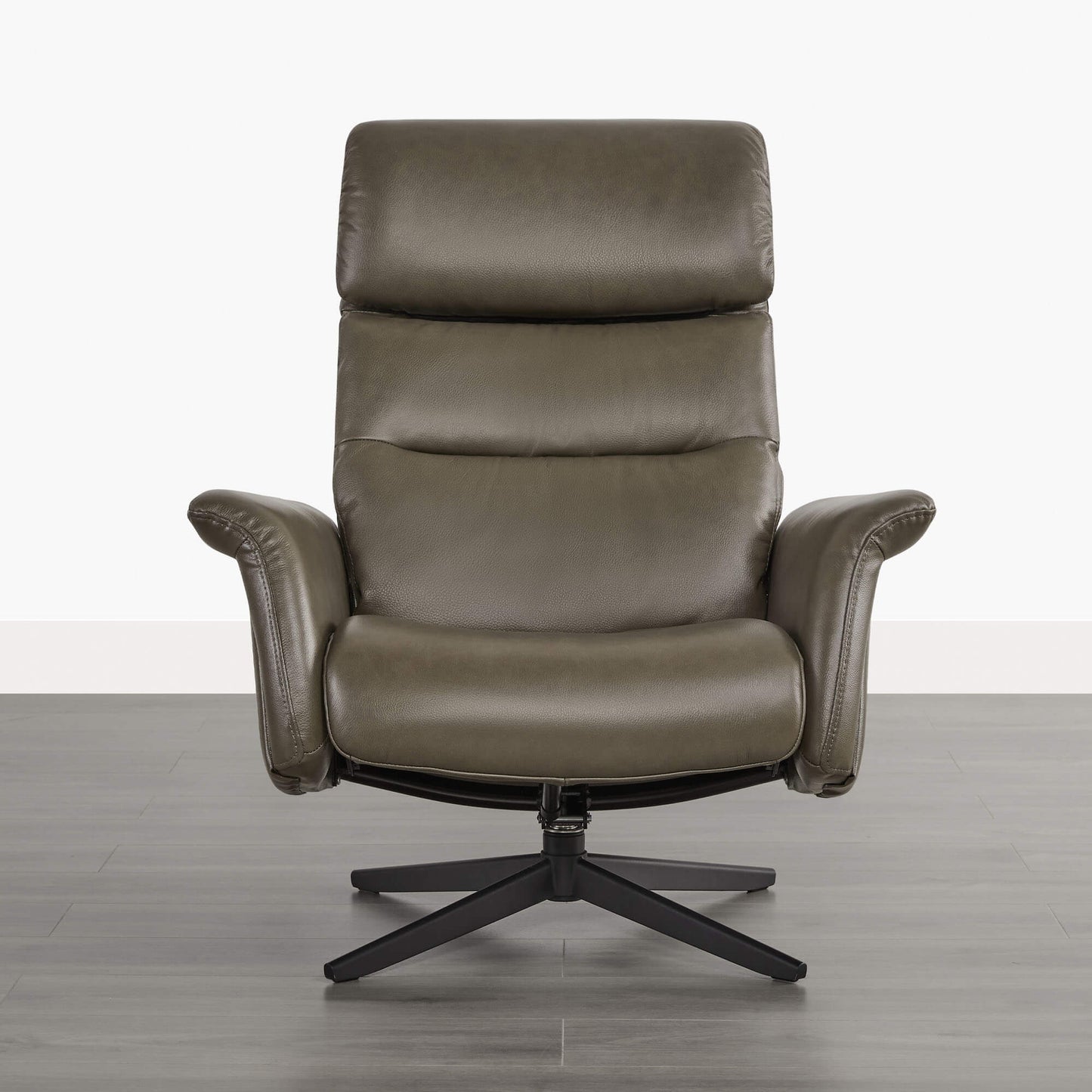Swivel Reclining Chair & Ottoman in Genuine Leather