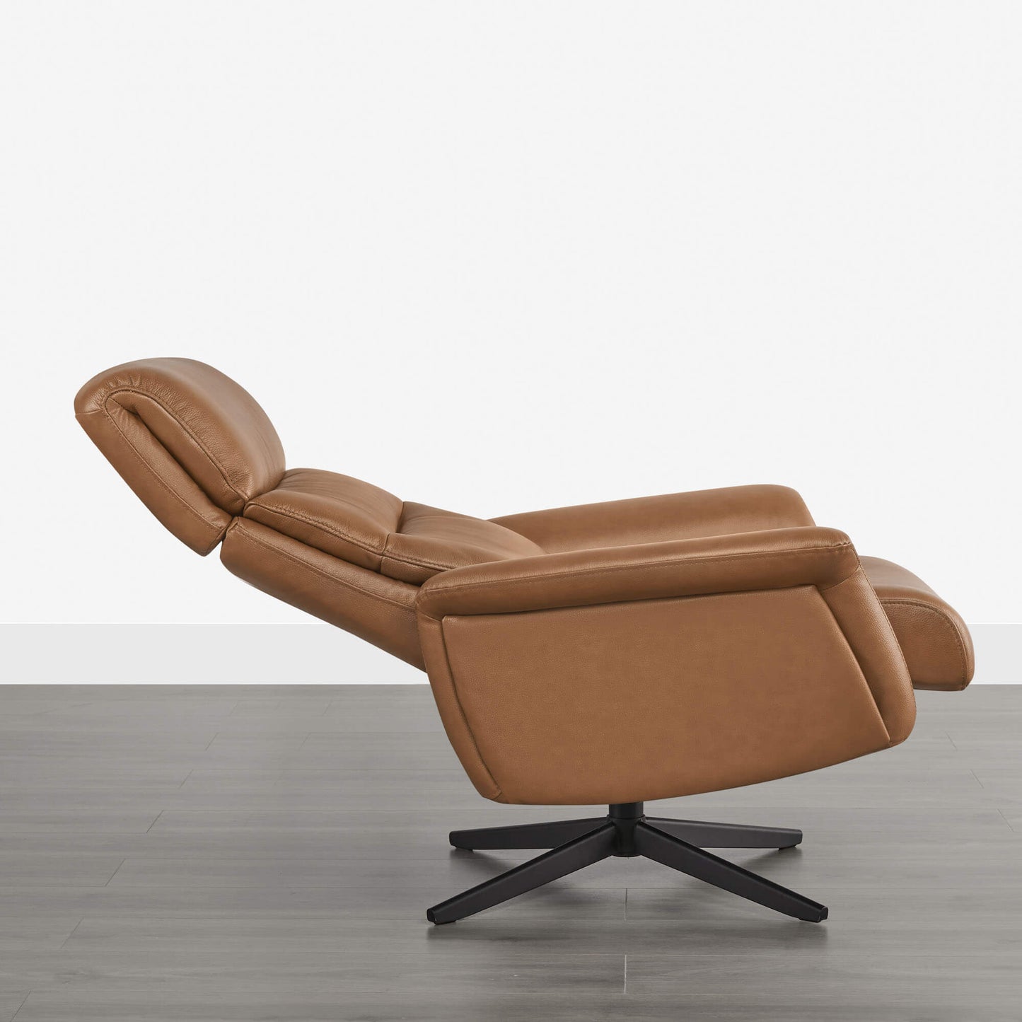 Swivel Reclining Chair & Ottoman in Genuine Leather
