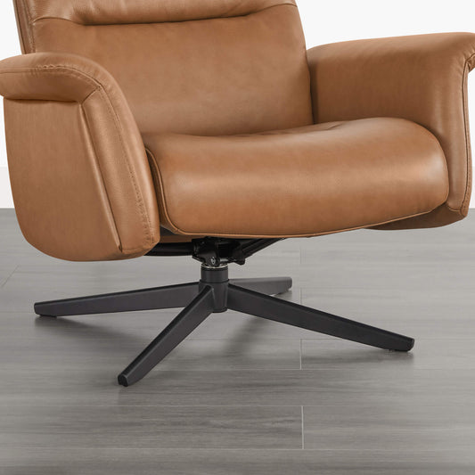 Swivel Reclining Chair & Ottoman in Genuine Leather