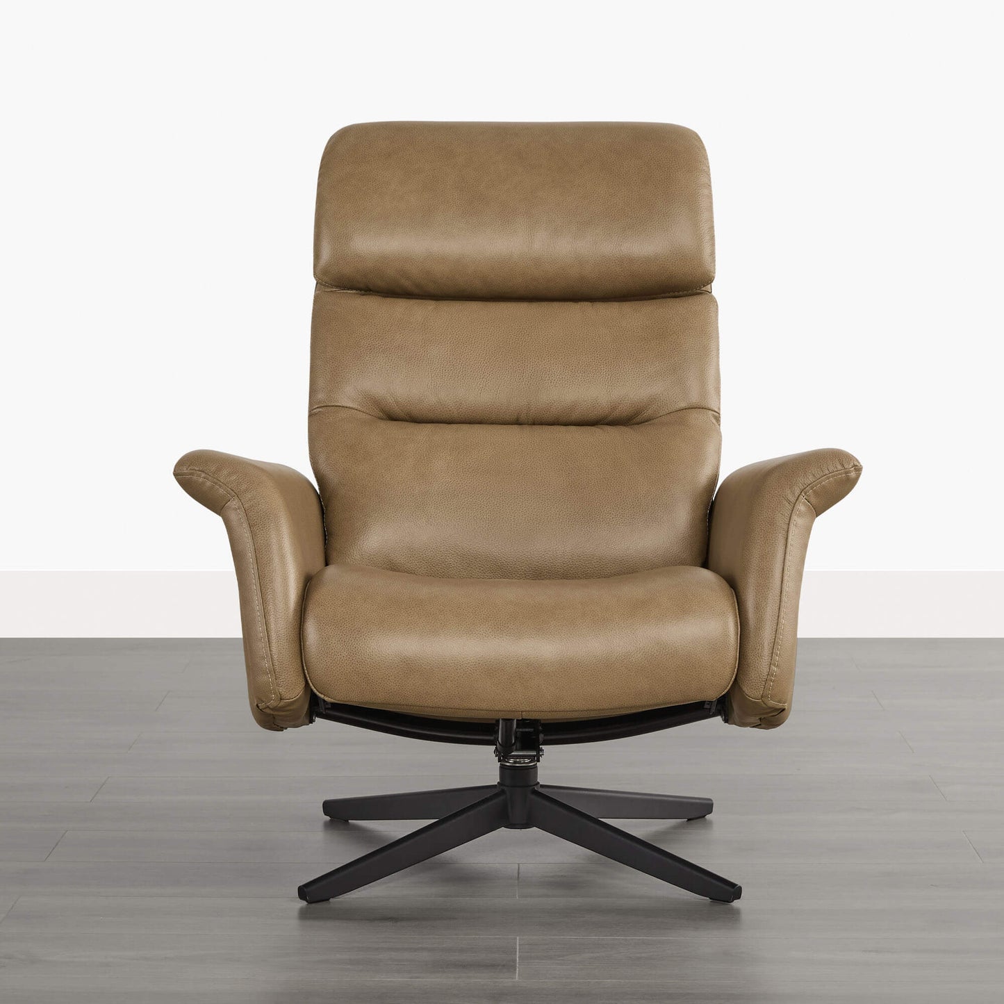 Swivel Reclining Chair & Ottoman in Genuine Leather