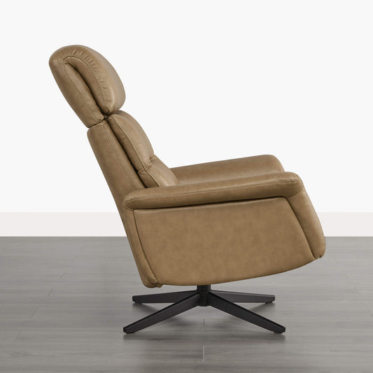 Swivel Reclining Chair & Ottoman in Genuine Leather