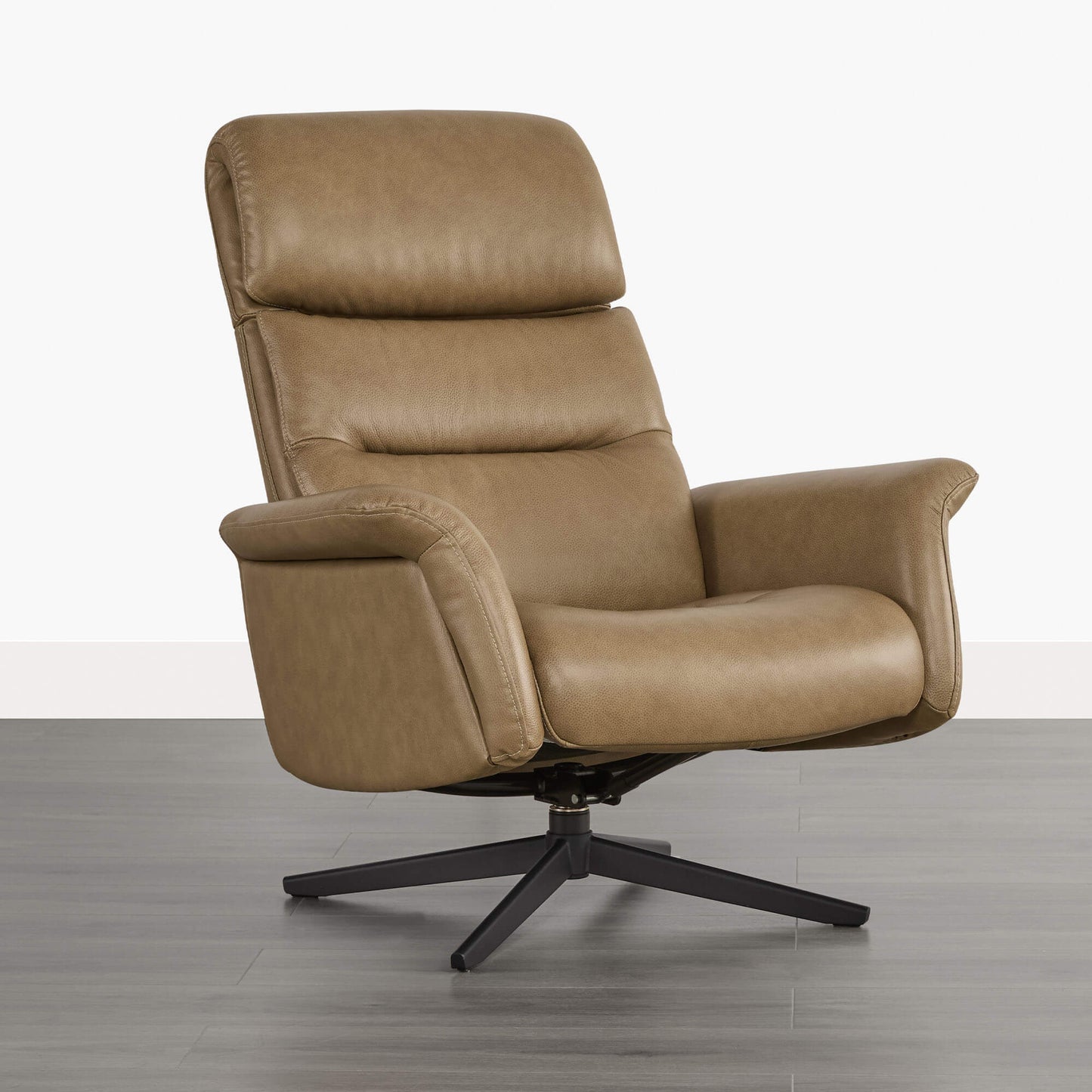 Swivel Reclining Chair & Ottoman in Genuine Leather