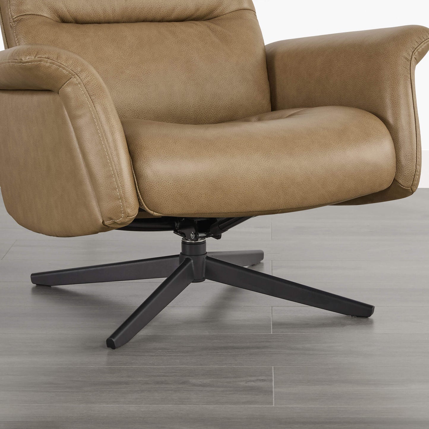 Swivel Reclining Chair & Ottoman in Genuine Leather