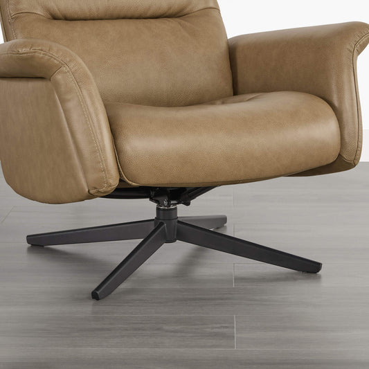 Swivel Reclining Chair & Ottoman in Genuine Leather