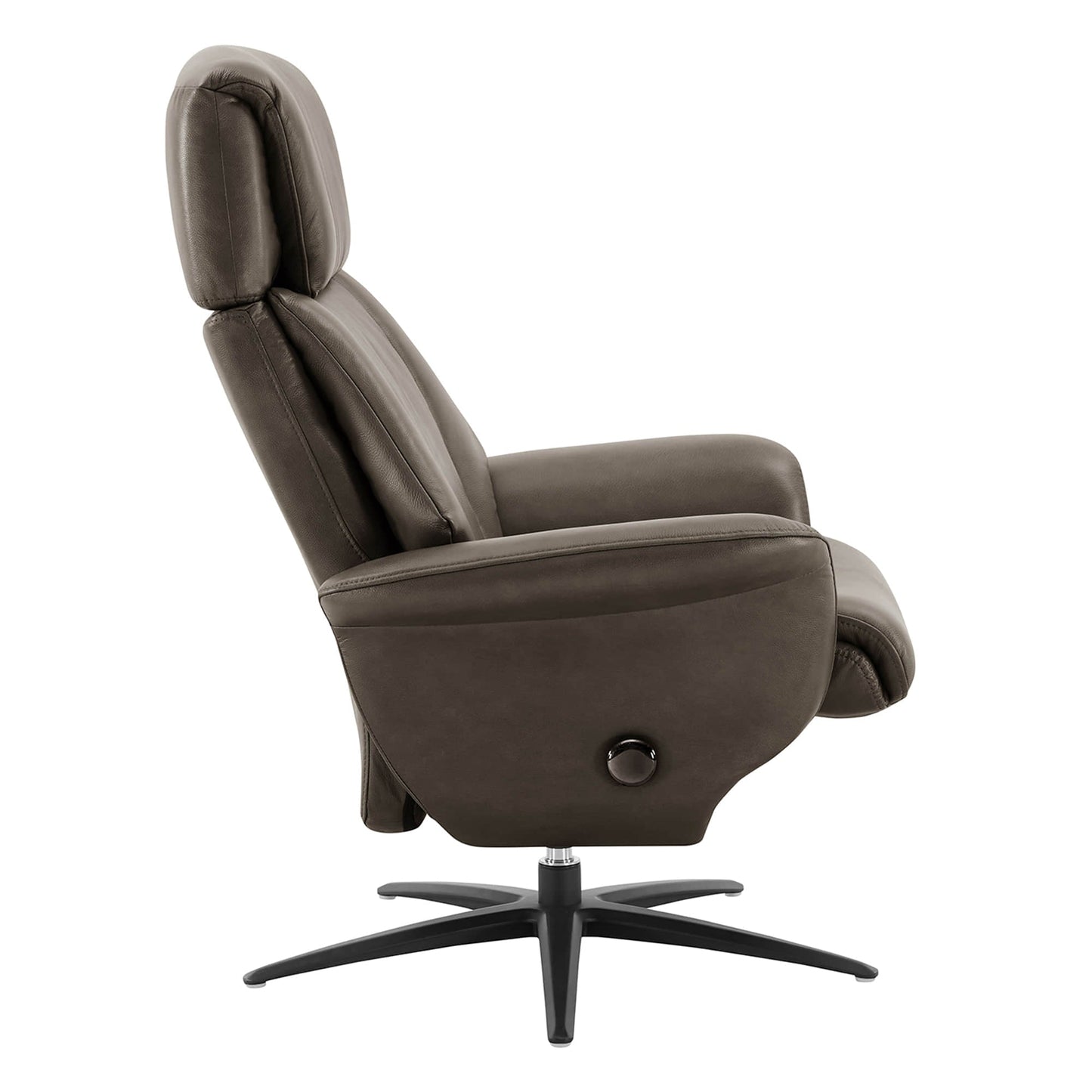 Swivel Reclining Chair with Ottoman in Genuine Leather