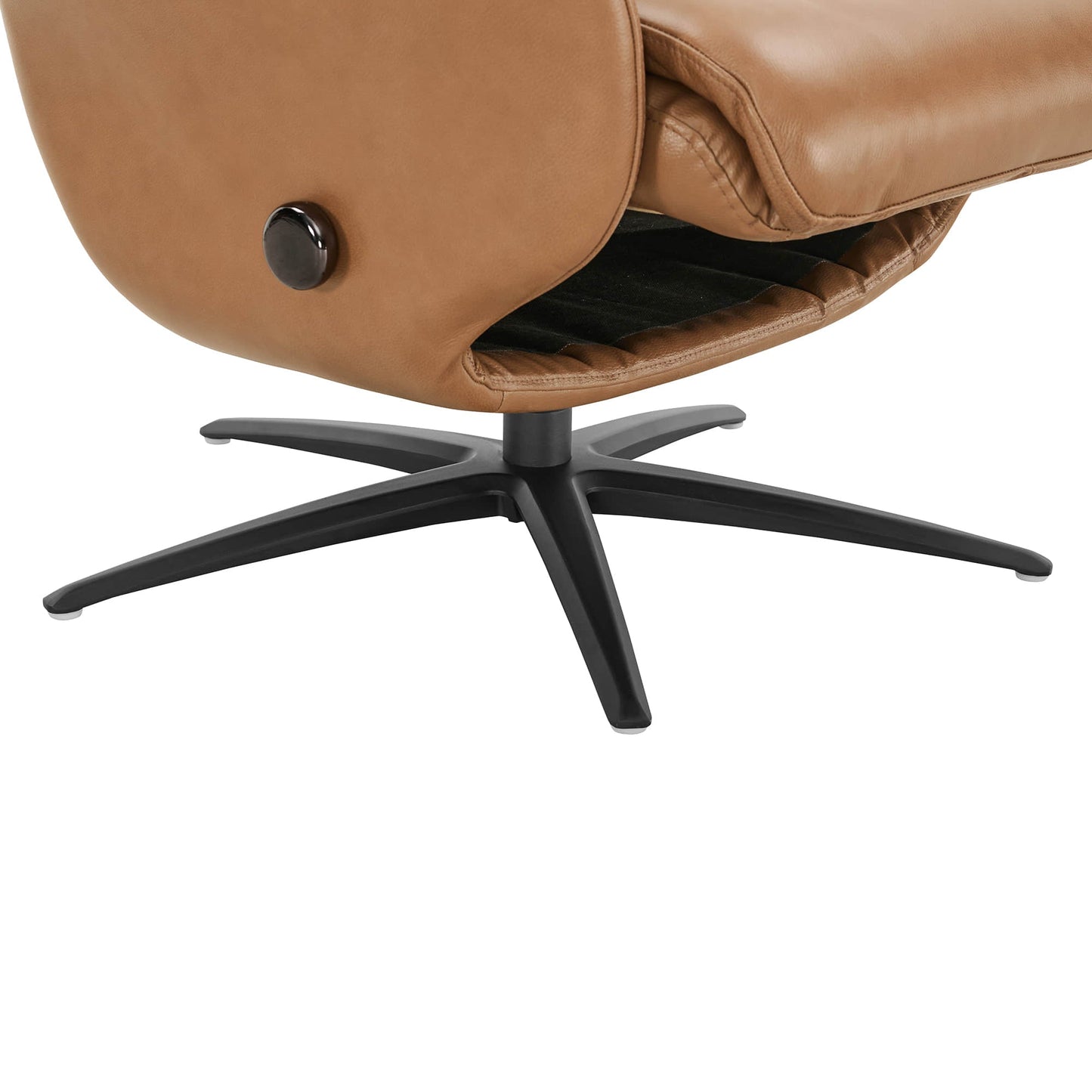 Swivel Reclining Chair with Ottoman in Genuine Leather