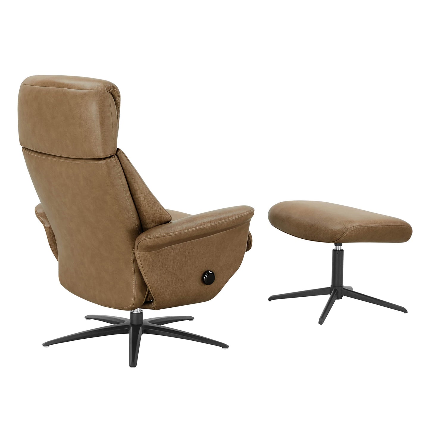 Swivel Reclining Chair with Ottoman in Genuine Leather
