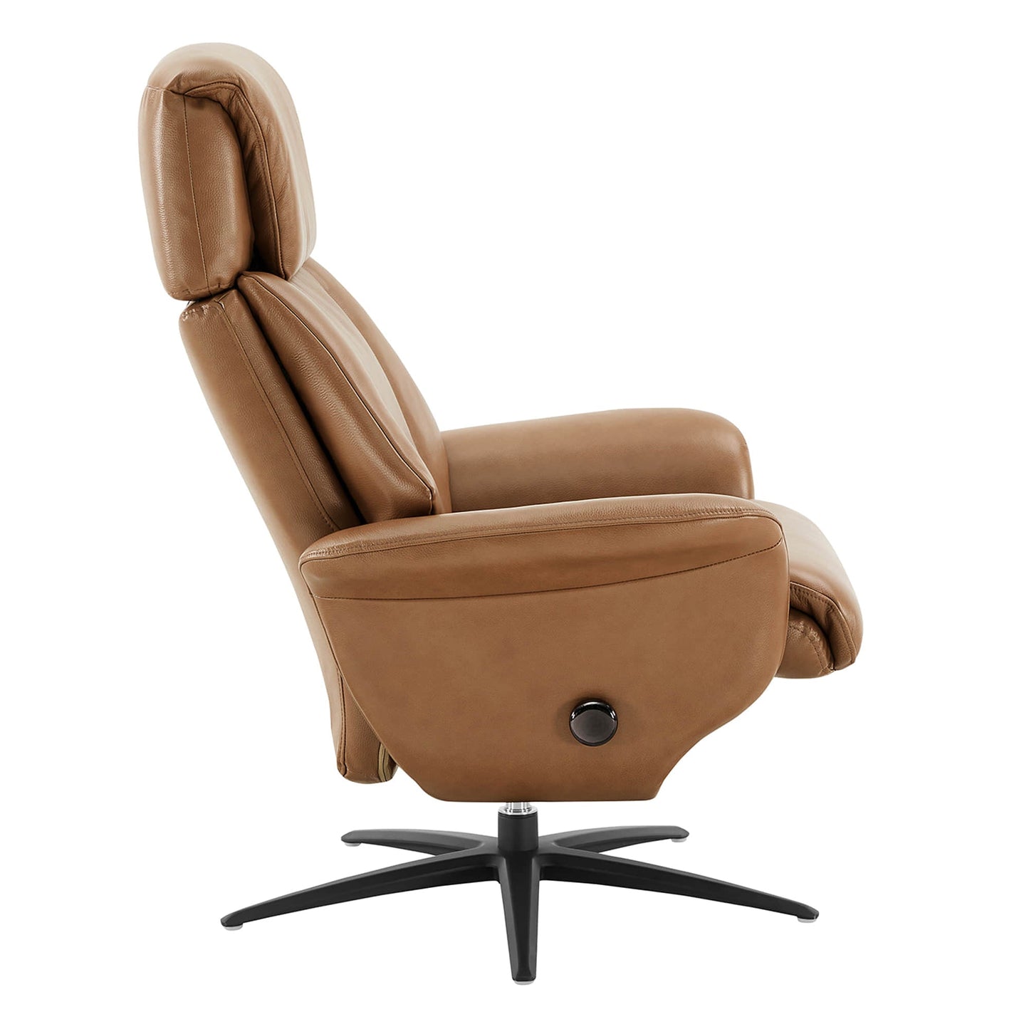 Swivel Reclining Chair with Ottoman in Genuine Leather