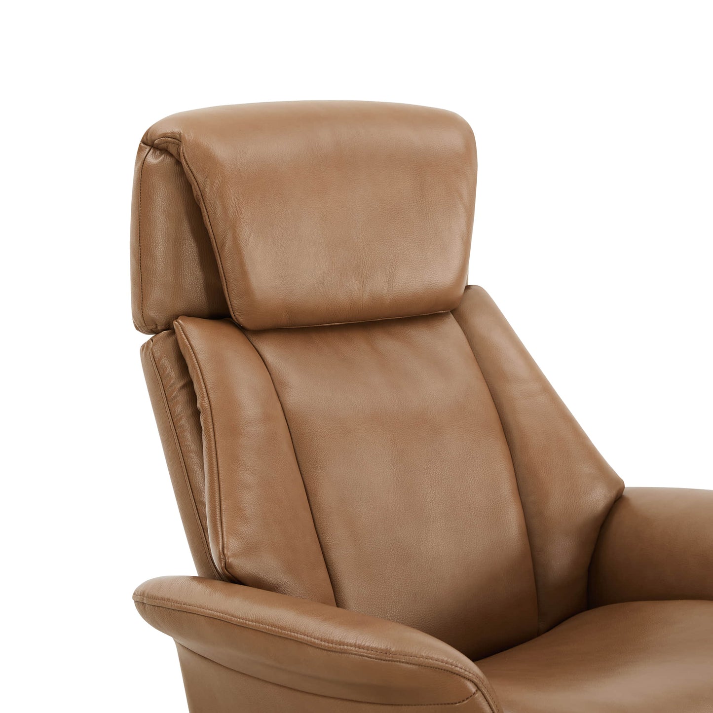 Swivel Reclining Chair with Ottoman in Genuine Leather