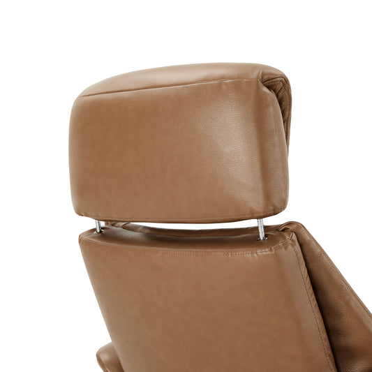 Swivel Reclining Chair with Ottoman in Genuine Leather