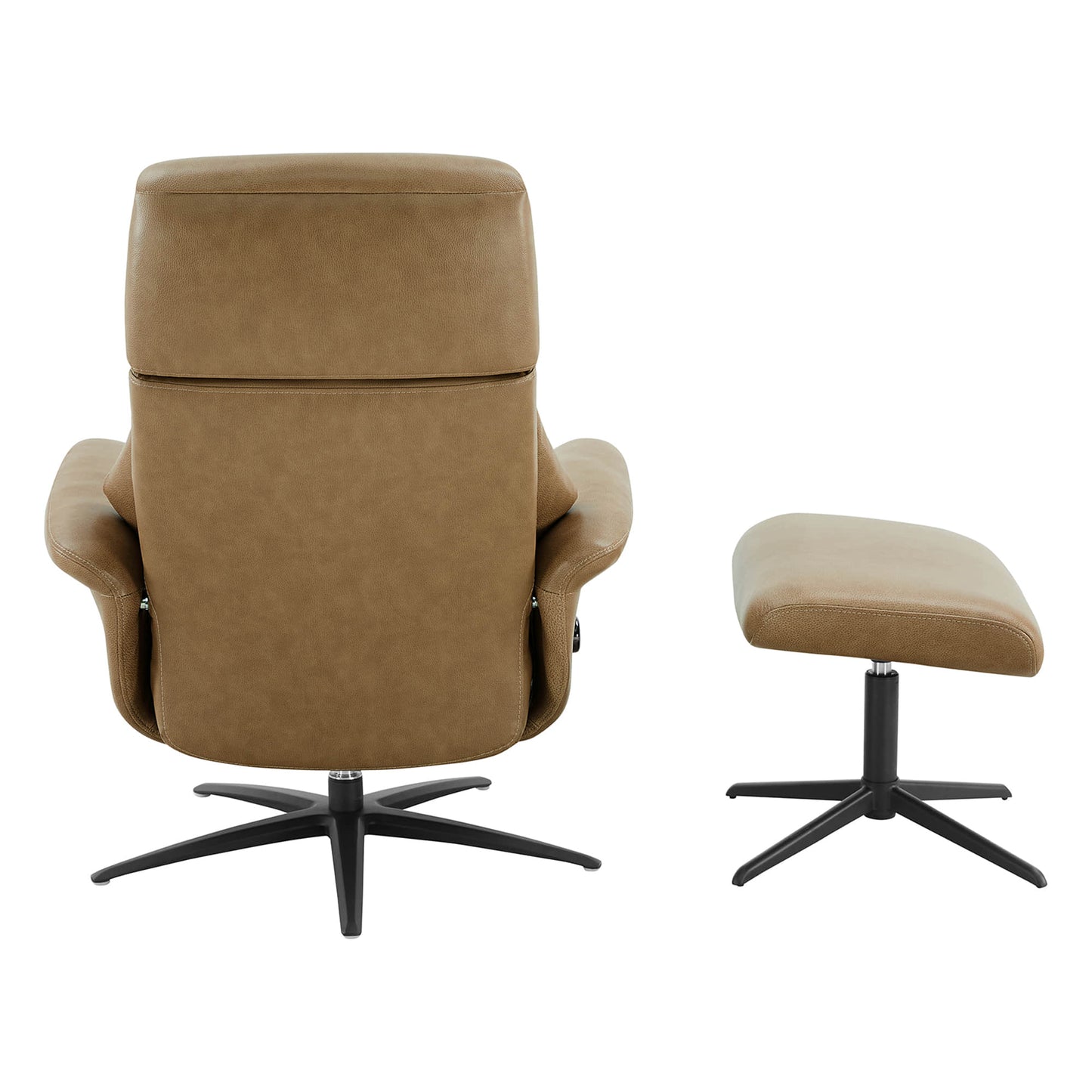 Swivel Reclining Chair with Ottoman in Genuine Leather