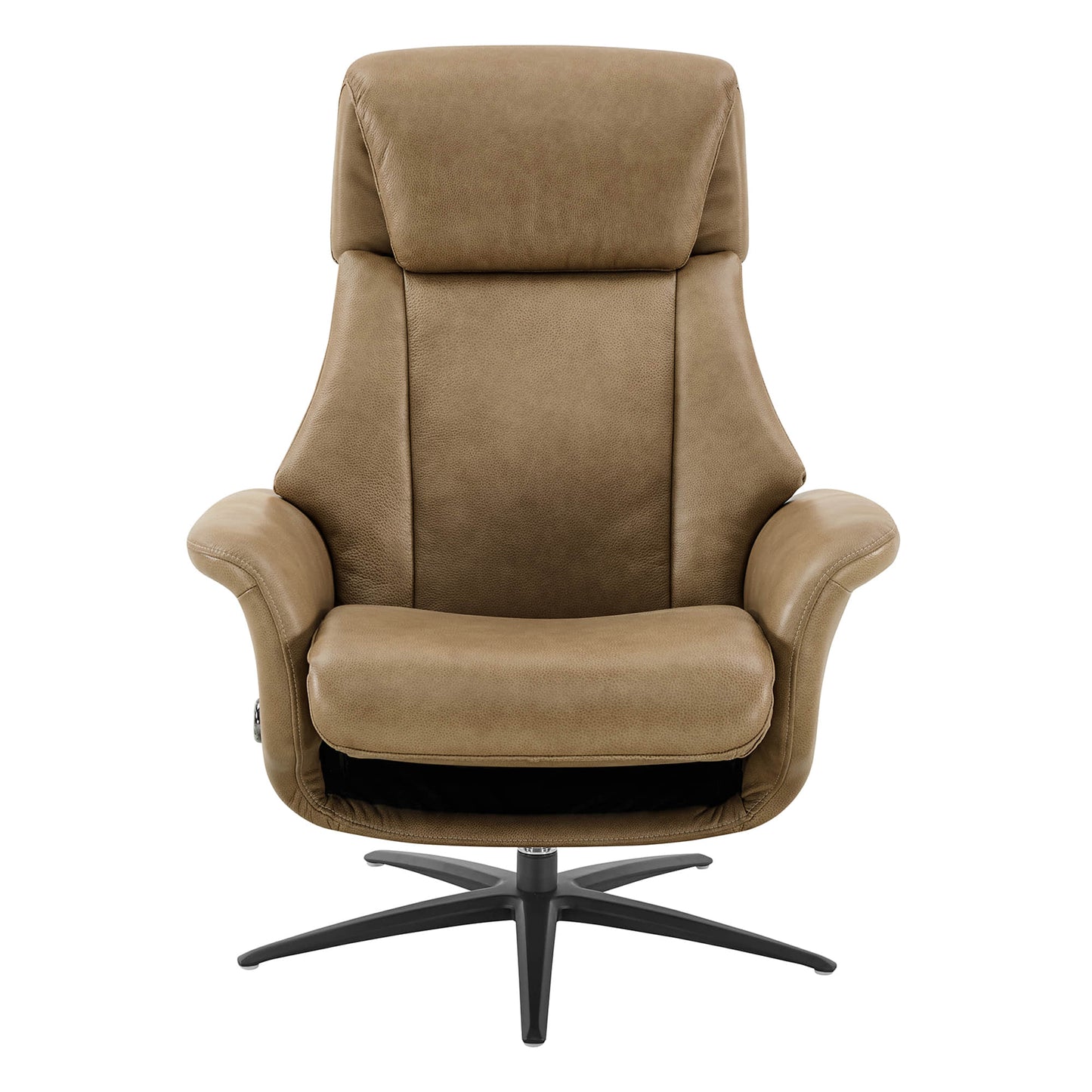Swivel Reclining Chair with Ottoman in Genuine Leather