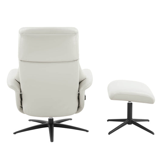 Swivel Reclining Chair with Ottoman in Genuine Leather