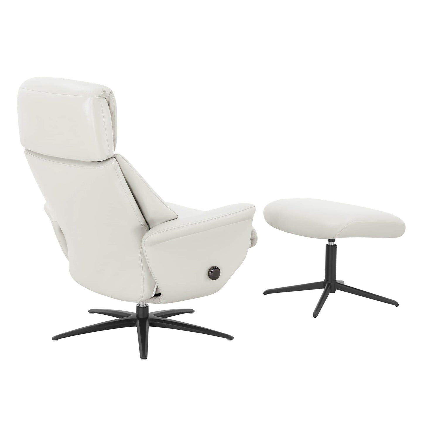 Swivel Reclining Chair with Ottoman in Genuine Leather
