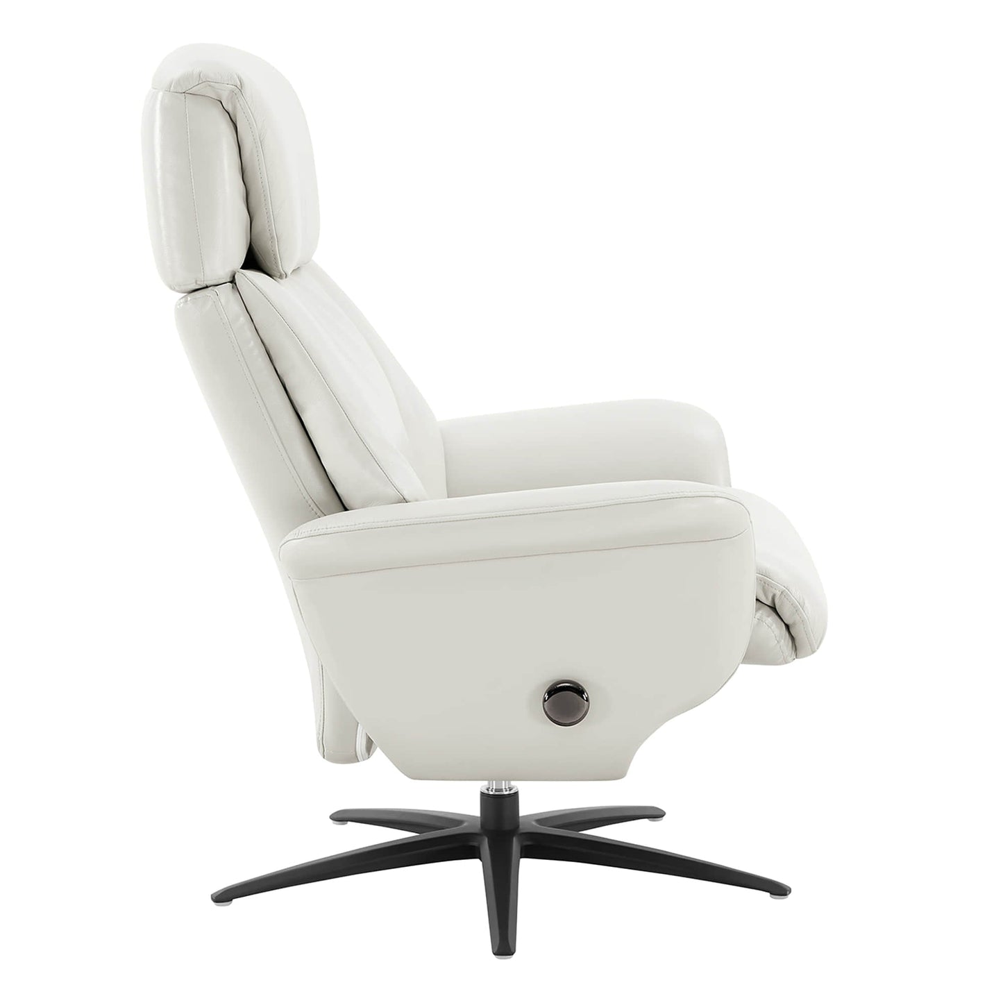 Swivel Reclining Chair with Ottoman in Genuine Leather