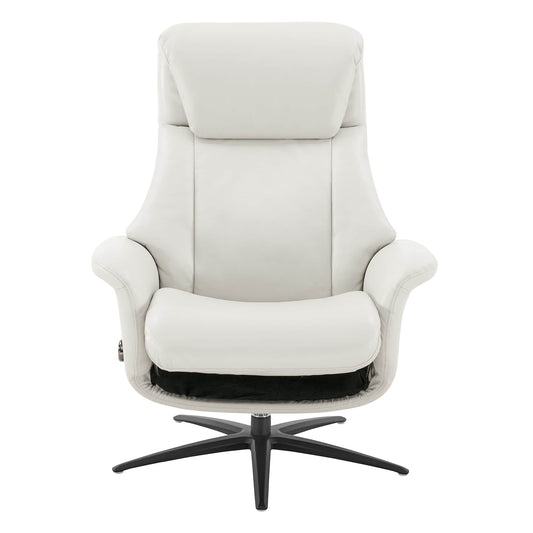 Swivel Reclining Chair with Ottoman in Genuine Leather