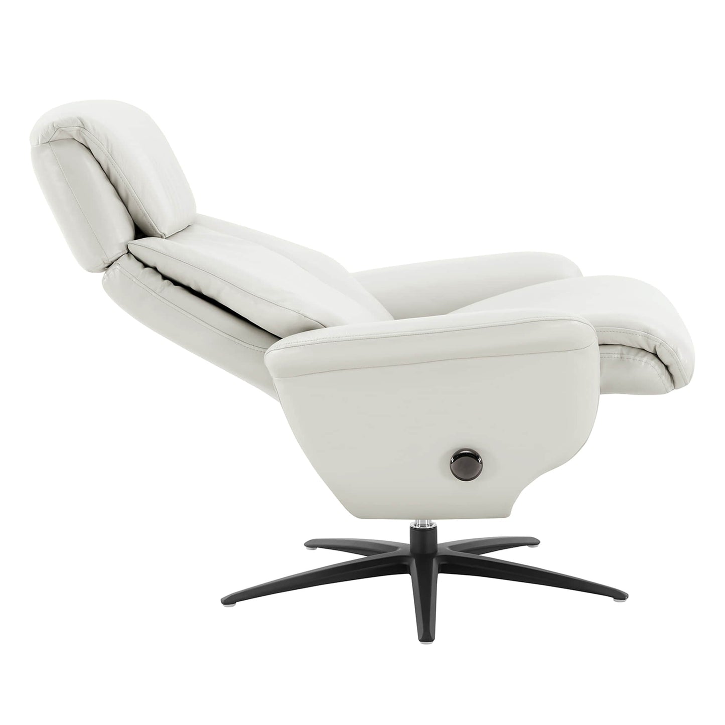 Swivel Reclining Chair with Ottoman in Genuine Leather