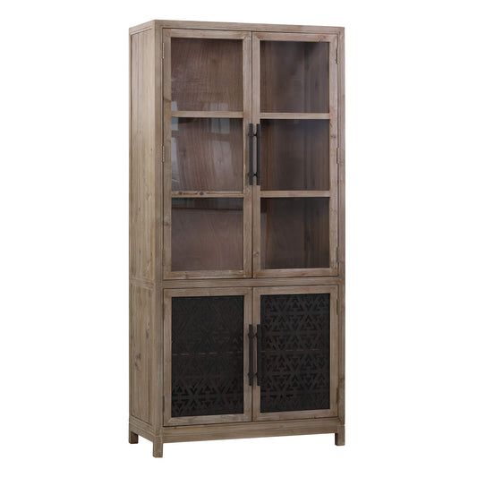 Tall Display Cabinet in Fir with Farmhouse Design