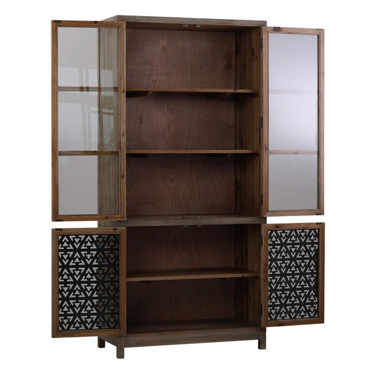 Tall Display Cabinet in Fir with Farmhouse Design