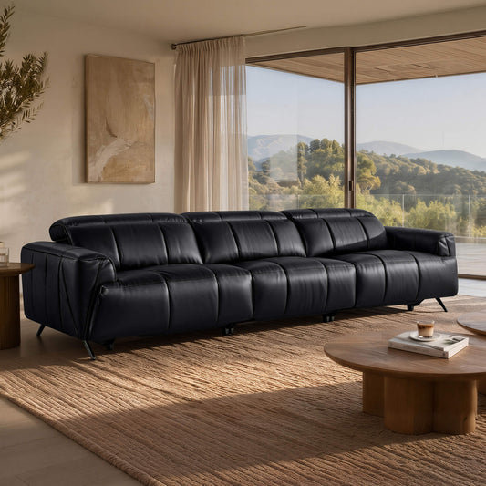 Three-Seater Reclining Sofa in Genuine Leather with Zero Gravity Design
