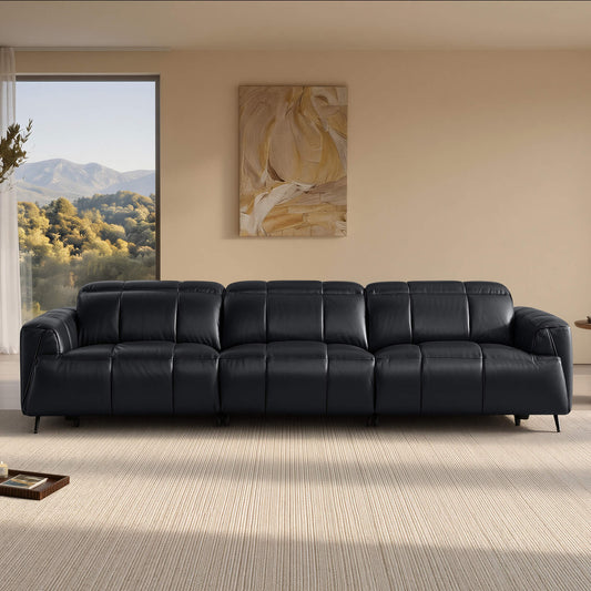 Three-Seater Reclining Sofa in Genuine Leather with Zero Gravity Design