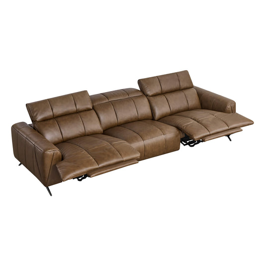 Three-Seater Reclining Sofa in Genuine Leather with Zero Gravity Design