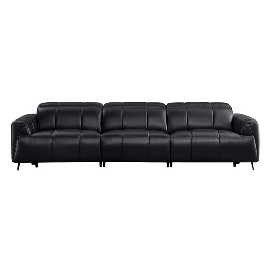 Three-Seater Reclining Sofa in Genuine Leather with Zero Gravity Design