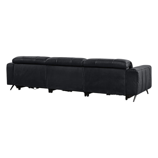 Three-Seater Reclining Sofa in Genuine Leather with Zero Gravity Design