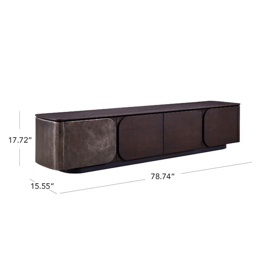 TV Media Console with Rounded Panels in 79" Size