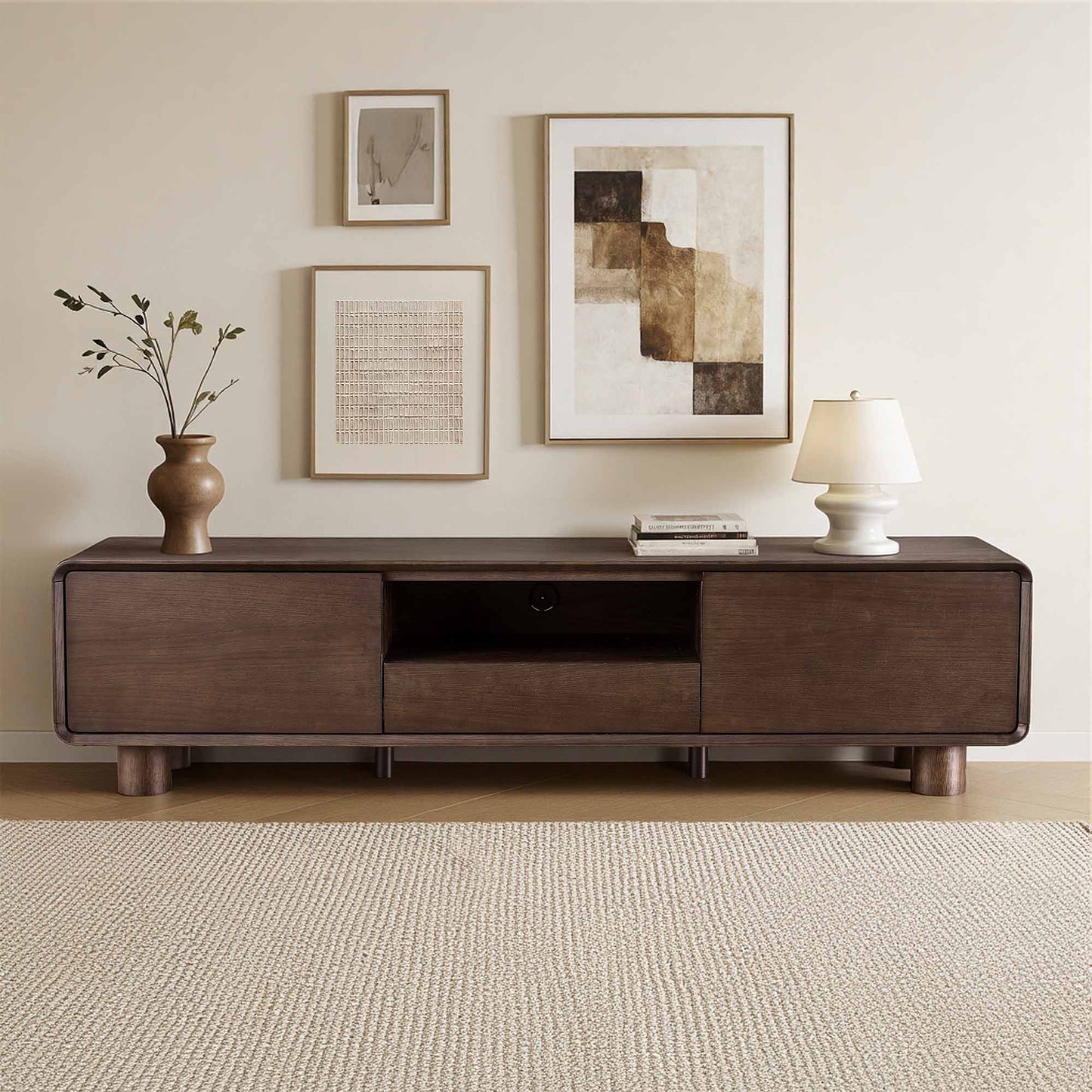 TV Stand in Vintage Oak with Storage Drawers