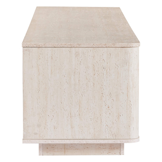 TV Stand with Travertine Finish and Electric Fireplace