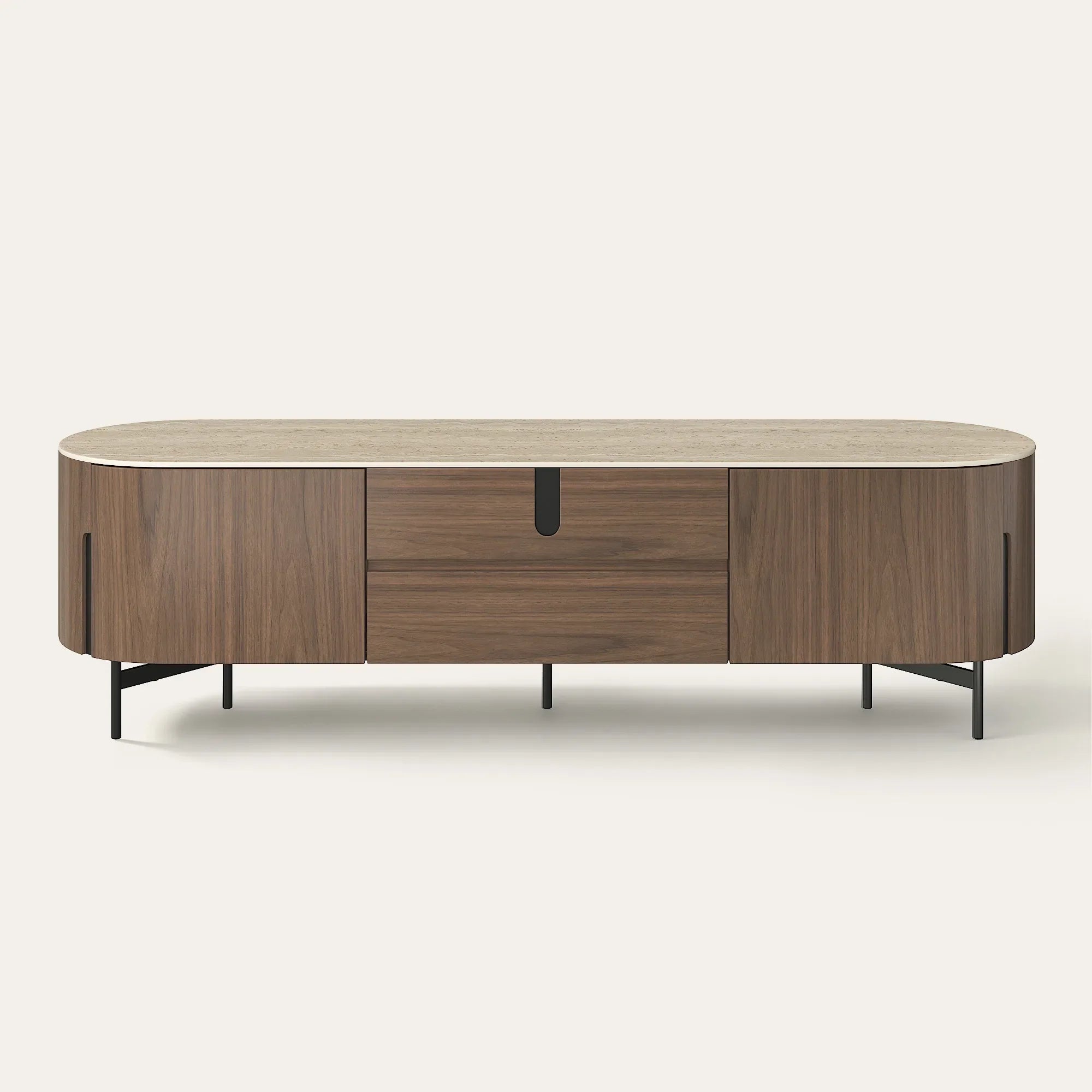 TV Stand with Travertine Top and 79-Inch Width
