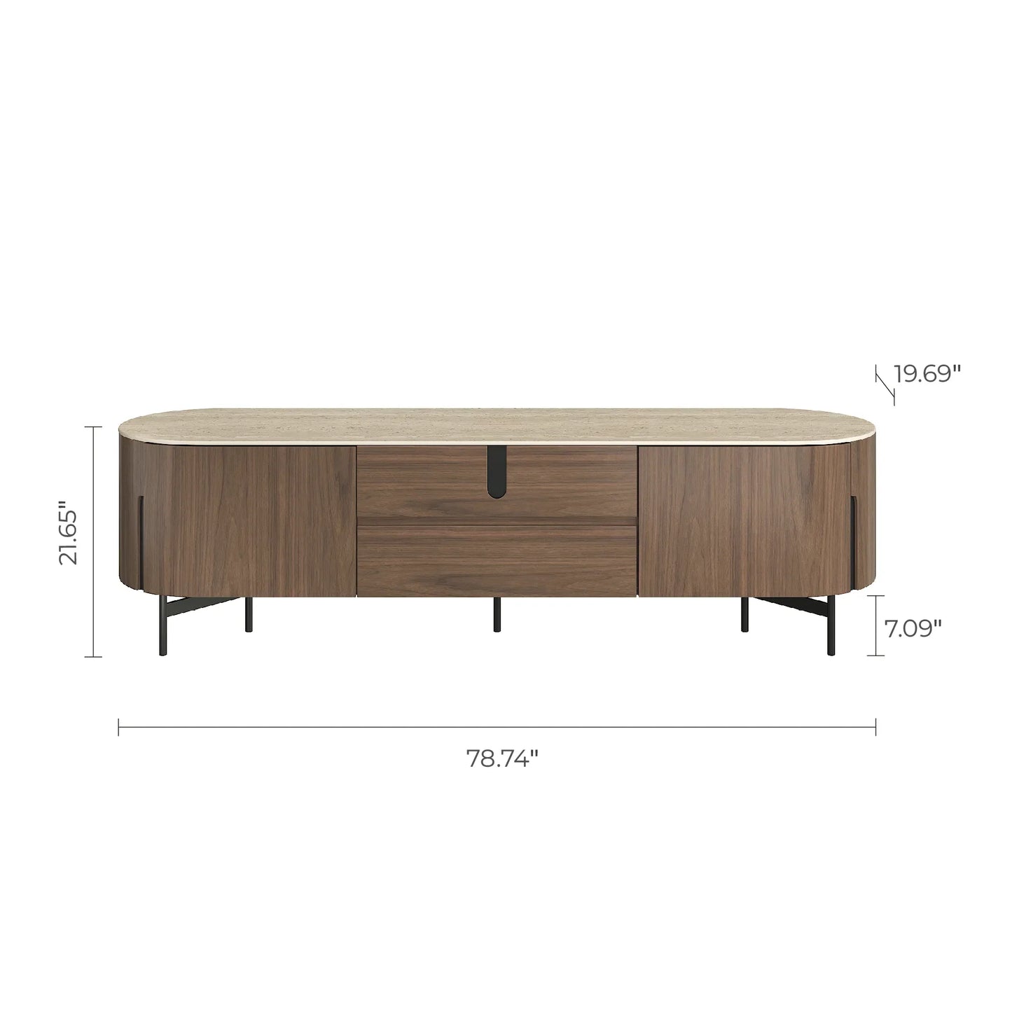 TV Stand with Travertine Top and 79-Inch Width