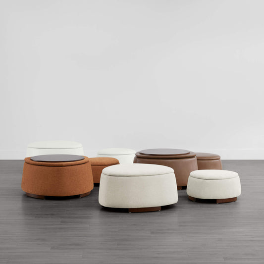 Twin Stone-Shaped Ottoman with Hidden Storage