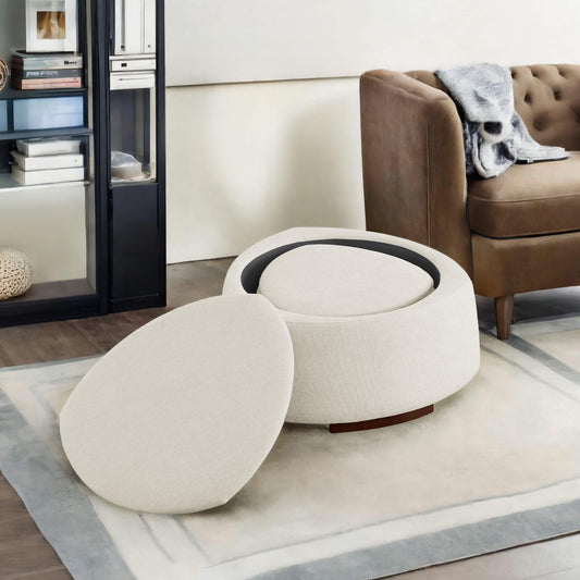 Twin Stone-Shaped Ottoman with Hidden Storage