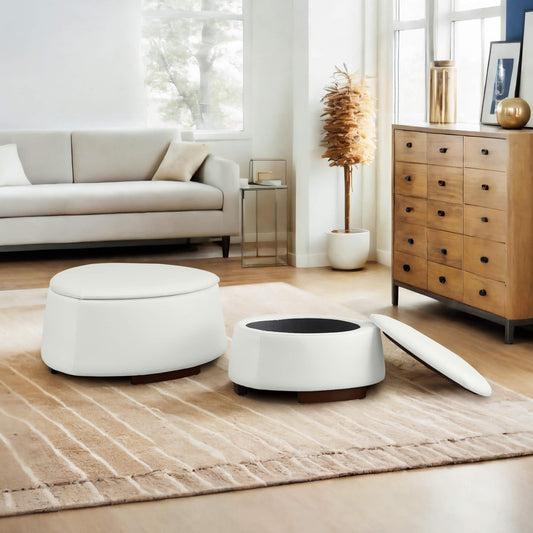 Twin Stone-Shaped Ottoman with Hidden Storage