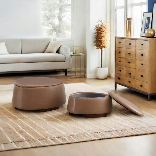 Twin Stone-Shaped Ottoman with Hidden Storage