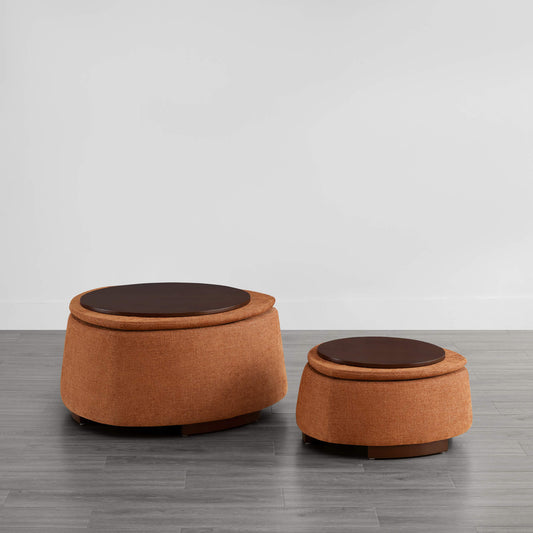 Twin Stone-Shaped Ottoman with Hidden Storage