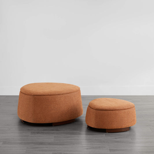 Twin Stone-Shaped Ottoman with Hidden Storage