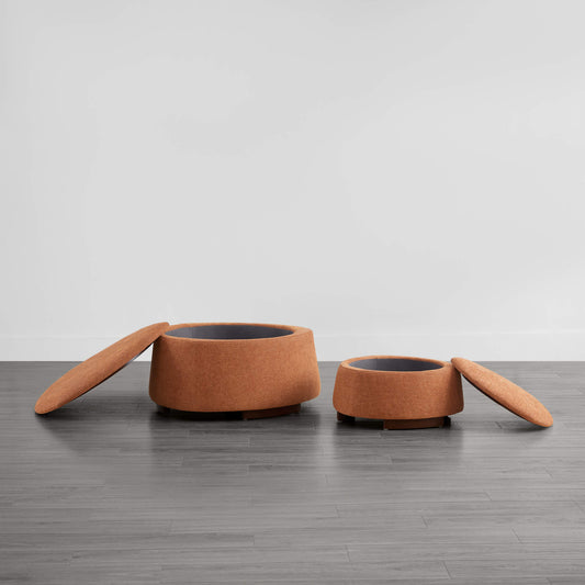 Twin Stone-Shaped Ottoman with Hidden Storage