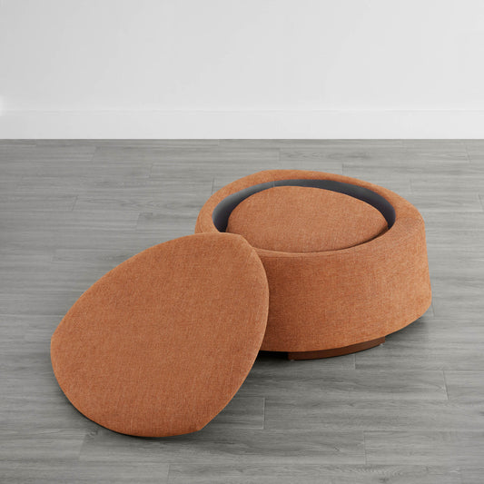Twin Stone-Shaped Ottoman with Hidden Storage