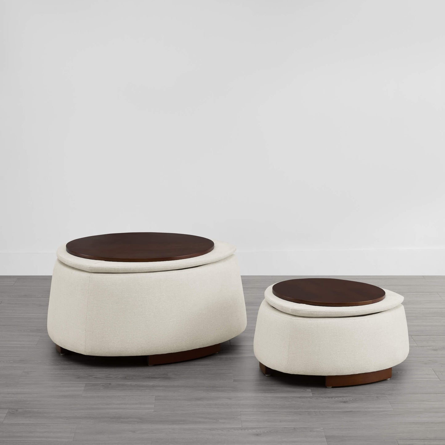 Twin Stone-Shaped Ottoman with Hidden Storage