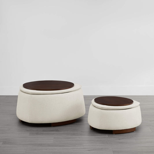 Twin Stone-Shaped Ottoman with Hidden Storage