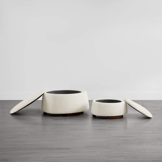 Twin Stone-Shaped Ottoman with Hidden Storage