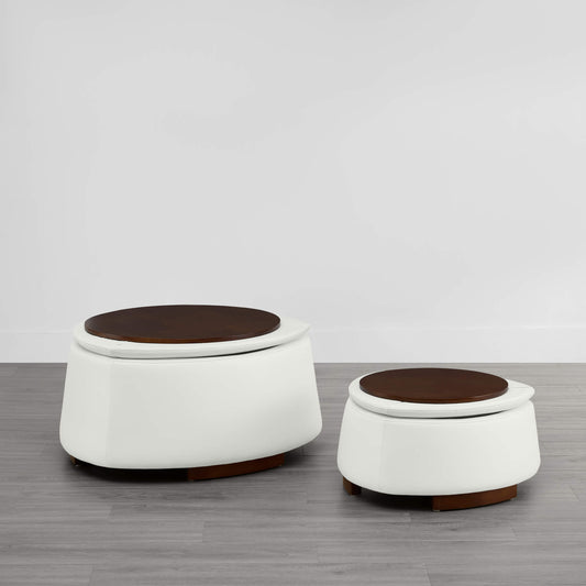 Twin Stone-Shaped Ottoman with Hidden Storage