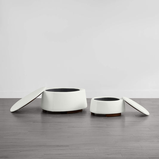 Twin Stone-Shaped Ottoman with Hidden Storage