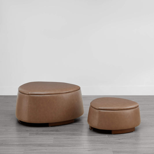 Twin Stone-Shaped Ottoman with Hidden Storage