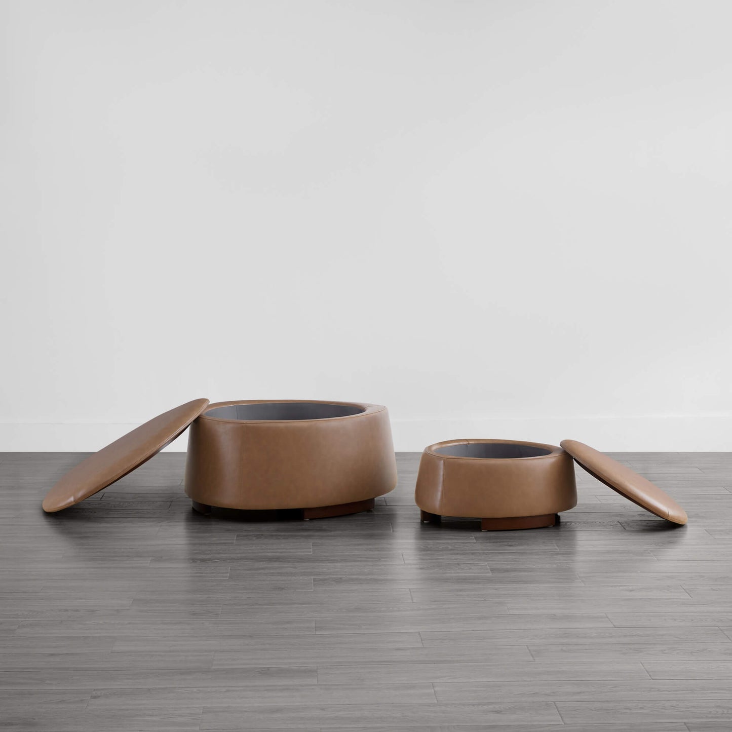 Twin Stone-Shaped Ottoman with Hidden Storage