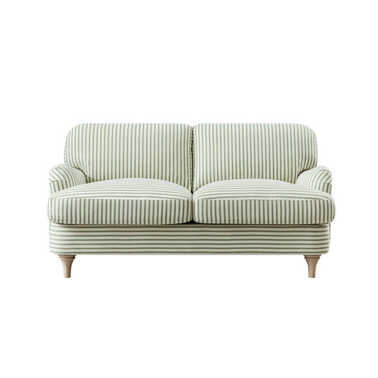 Two-Seater Sofa in Green Striped Linen Blend