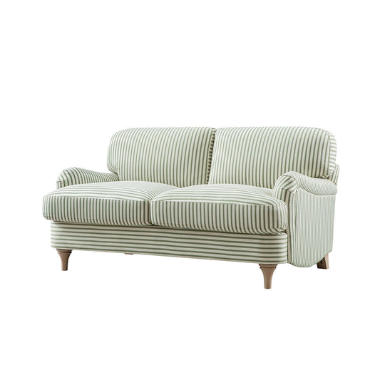 Two-Seater Sofa in Green Striped Linen Blend